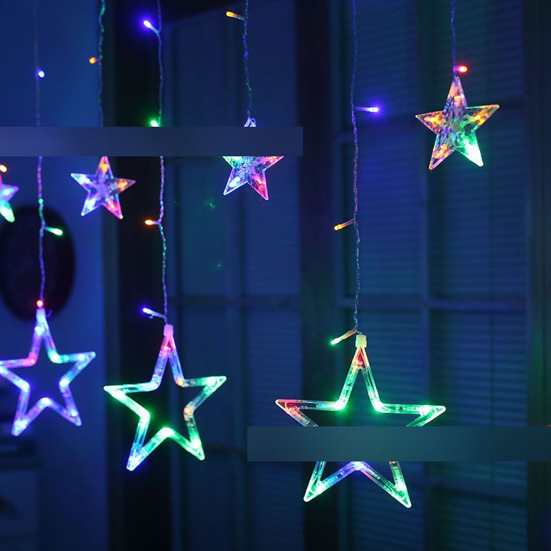 Fashion Five Big And Five Small Curtain Lights Led Five-pointed Star Curtain Light (with Electronics),Household goods
