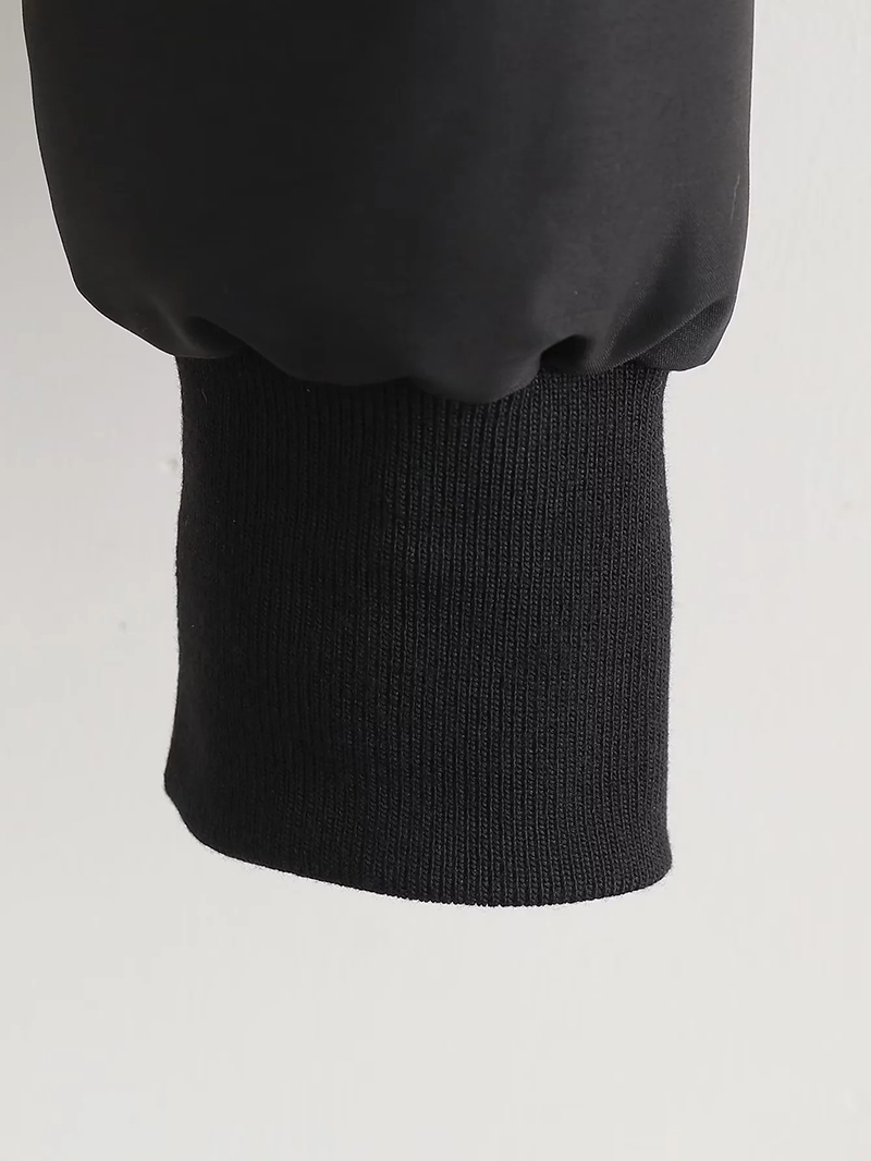 Fashion Black Polyester Stand Collar Zipper Short Jacket,Coat-Jacket