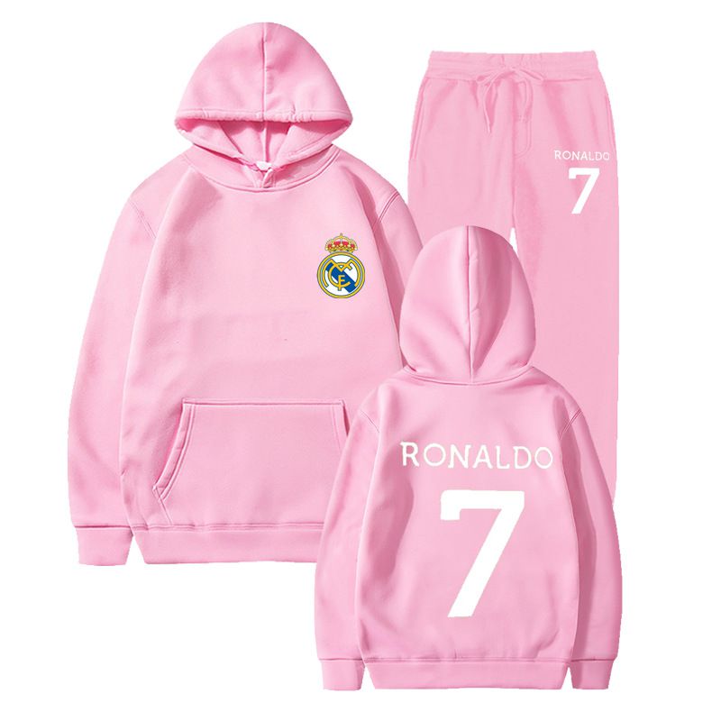 Fashion Pink Clothes + Pink Pants 2 Polyester Printed Hooded Sweatshirt And Leggings Trousers Set,Hoodies