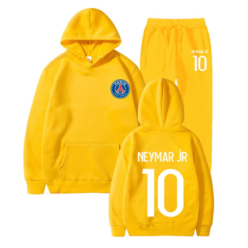 Fashion Yellow Clothes + Yellow Pants Polyester Printed Hooded Sweatshirt And Leggings Trousers Set,Hoodies