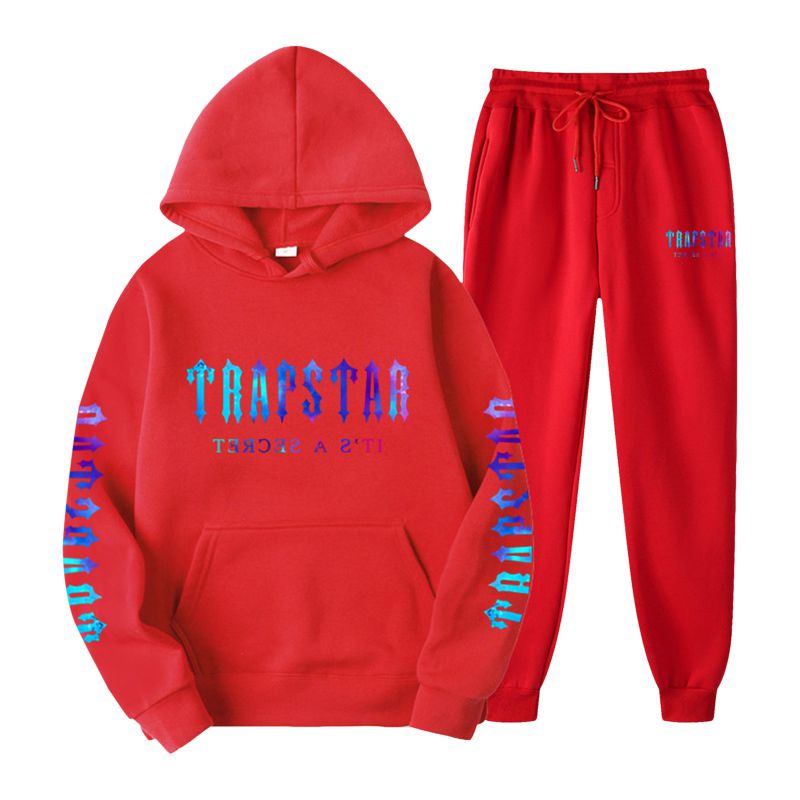 Fashion Red Coat + Red Pants Polyester Printed Hooded Sweatshirt With Leggings And Trousers Set,Hoodies
