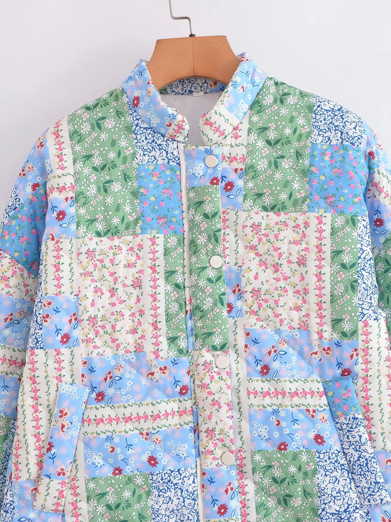 Fashion Color Polyester Printed Long Sleeve Jacket,Coat-Jacket