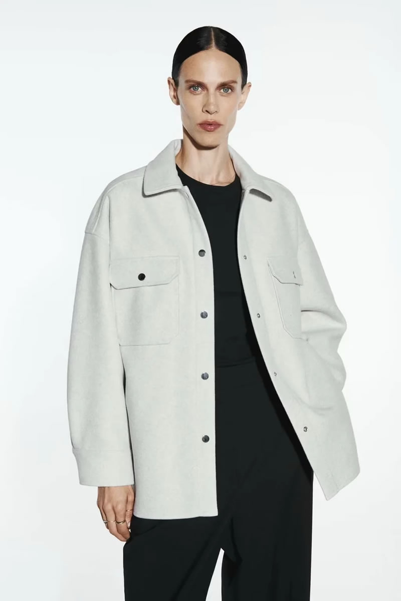 Fashion Grey Solid Color Cotton Lapel Buttoned Jacket,Coat-Jacket