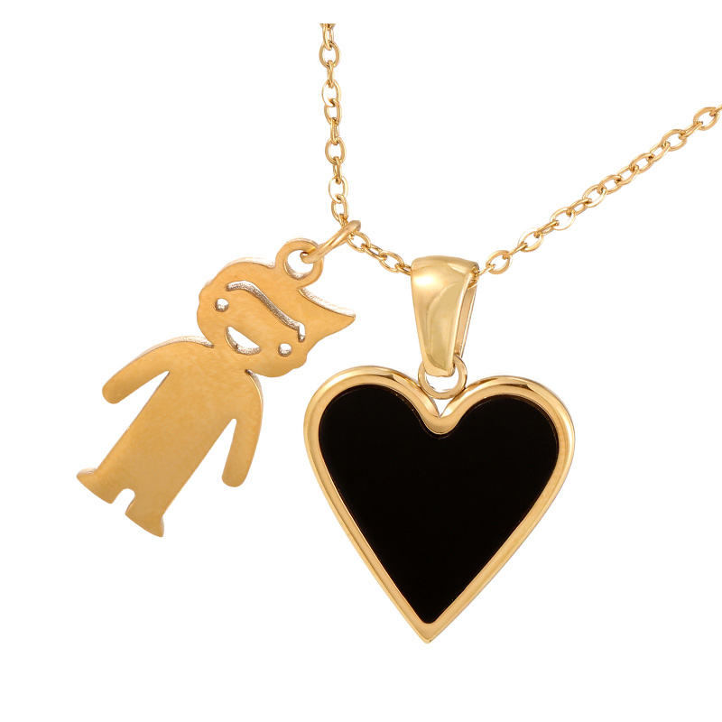 Fashion Golden 2 Titanium Steel Dripping Oil Love Boy Pendant Necklace,Necklaces
