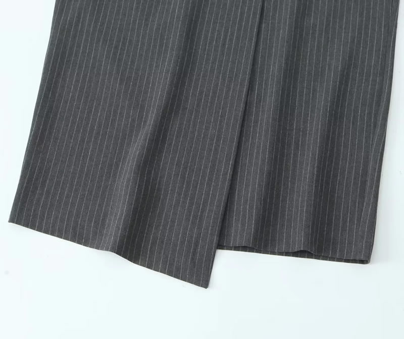 Fashion Gray Stripes Pinstripe Double-breasted Skirt,Skirts