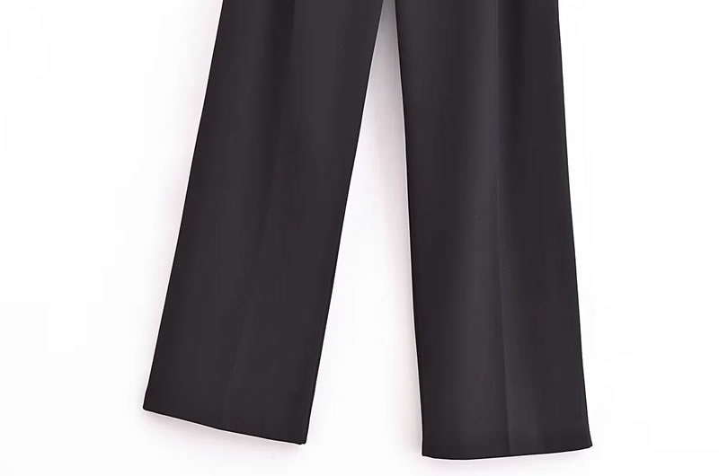 Fashion Black Woven Lace-up Straight-leg Trousers,Pants