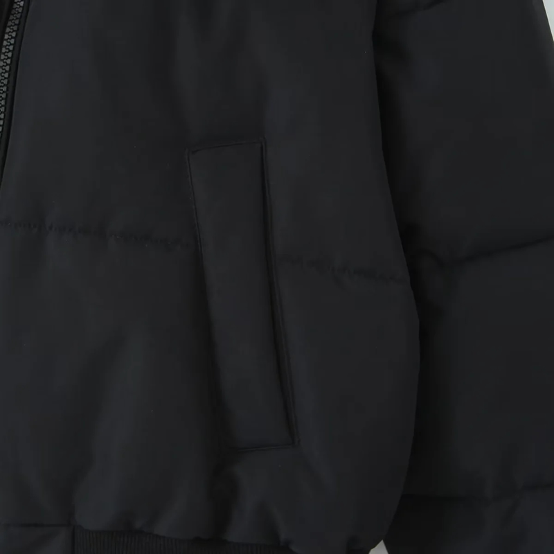 Fashion Black Lambswool Lapel Zipped Jacket,Coat-Jacket
