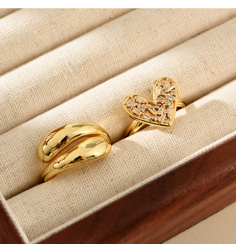 Fashion Golden 3 Copper Set Zircon Love Ring,Rings