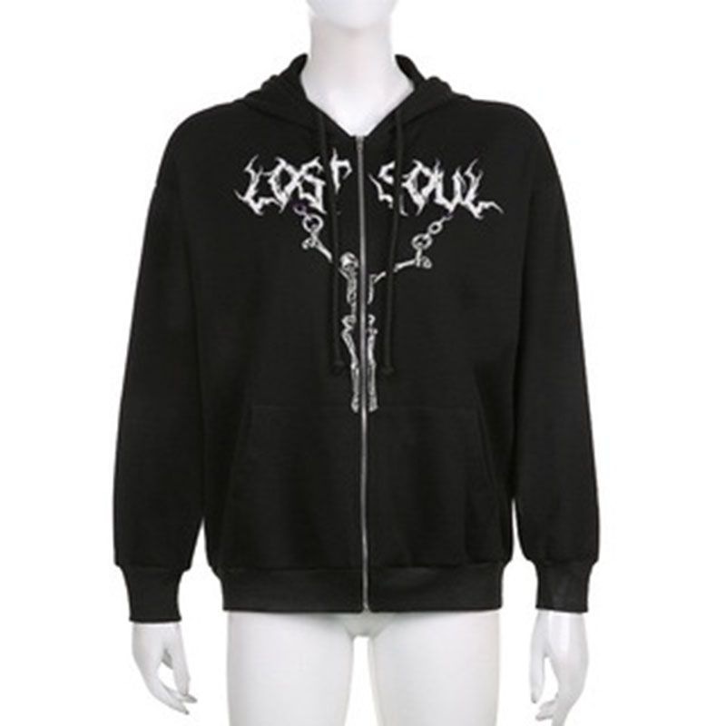 Fashion 8# Polyester Printed Zipper Hooded Sweatshirt,Coat-Jacket