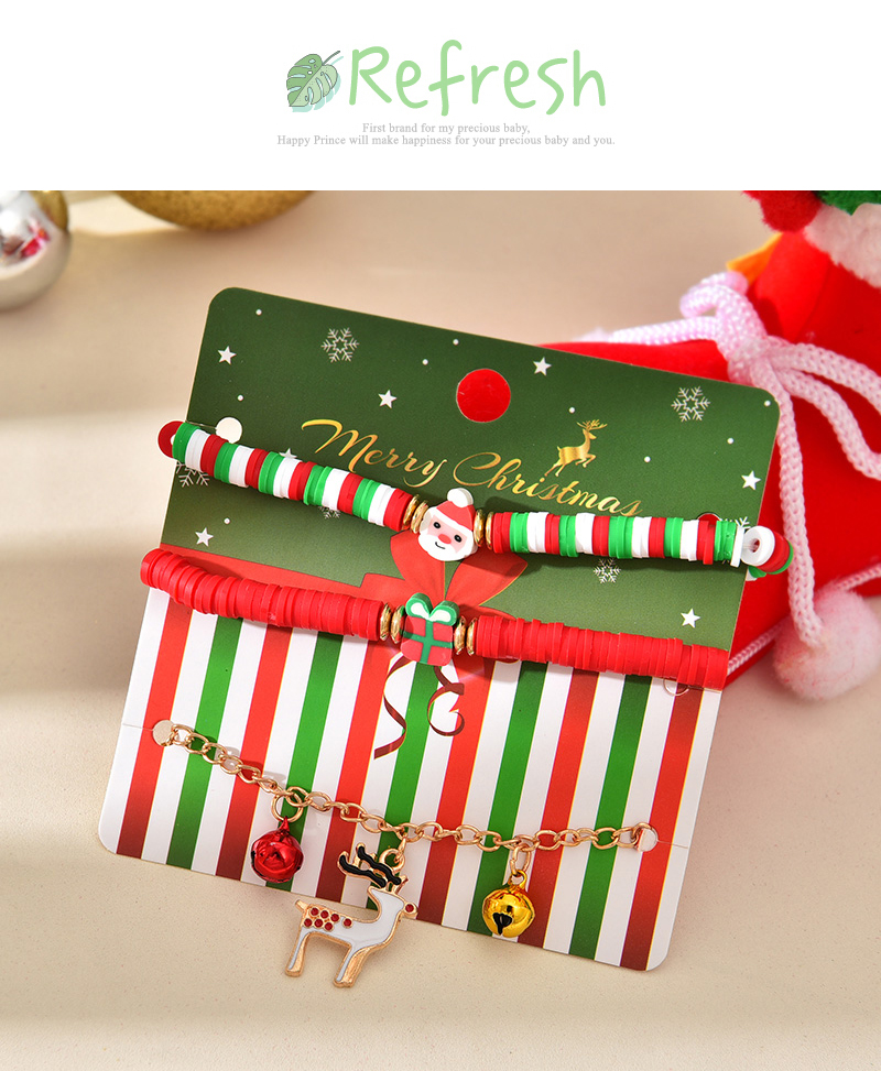 Fashion Color Alloy Oil Dripping Christmas Series Soft Clay Bracelet 3-piece Set,Bracelets Set