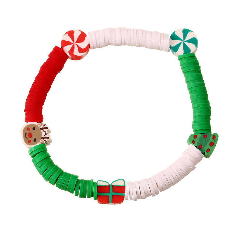 Fashion Color Alloy Oil Dripping Christmas Series Soft Clay Bracelet 3-piece Set,Bracelets Set