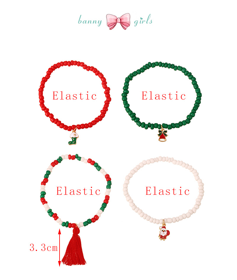 Fashion Color Alloy Oil Dripping Christmas Series Soft Clay Bracelet Set Of 4 Pieces,Bracelets Set