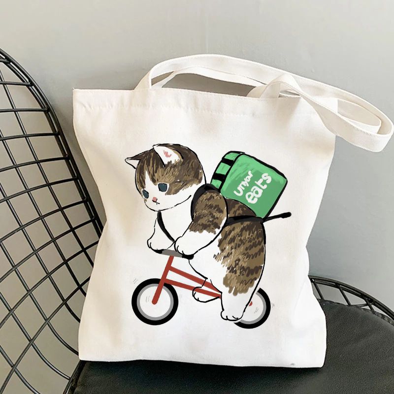 Fashion P Canvas Print Anime Cat Large Capacity Shoulder Bag,Messenger bags