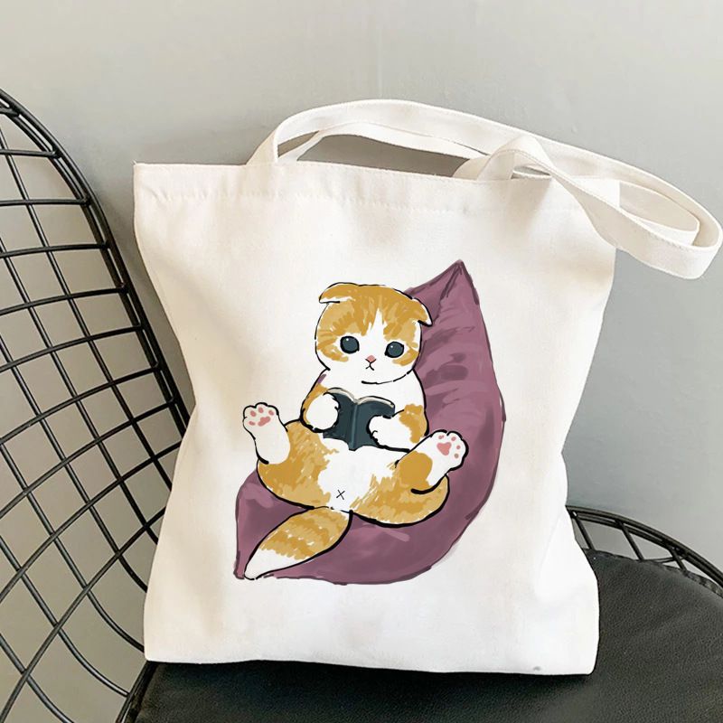 Fashion E Canvas Print Anime Cat Large Capacity Shoulder Bag,Messenger bags