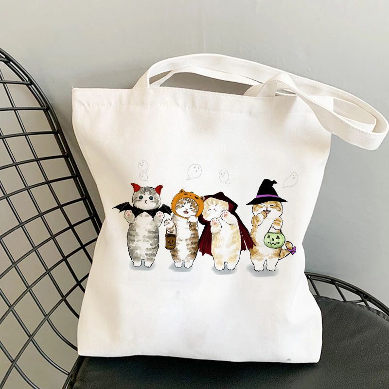Fashion D Canvas Print Anime Cat Large Capacity Shoulder Bag,Messenger bags