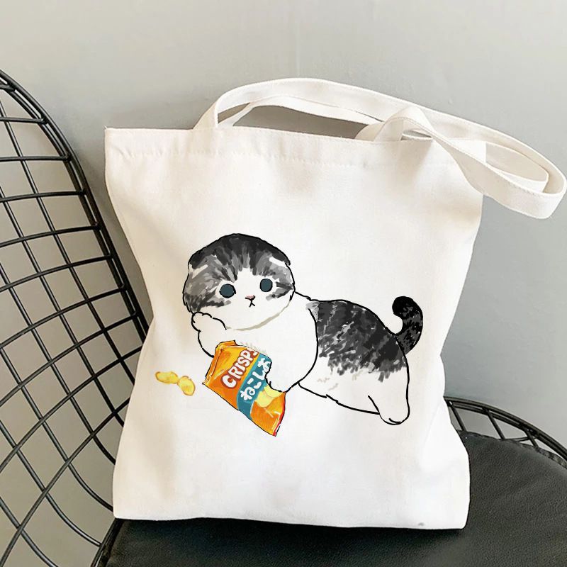 Fashion M Canvas Print Anime Cat Large Capacity Shoulder Bag,Messenger bags