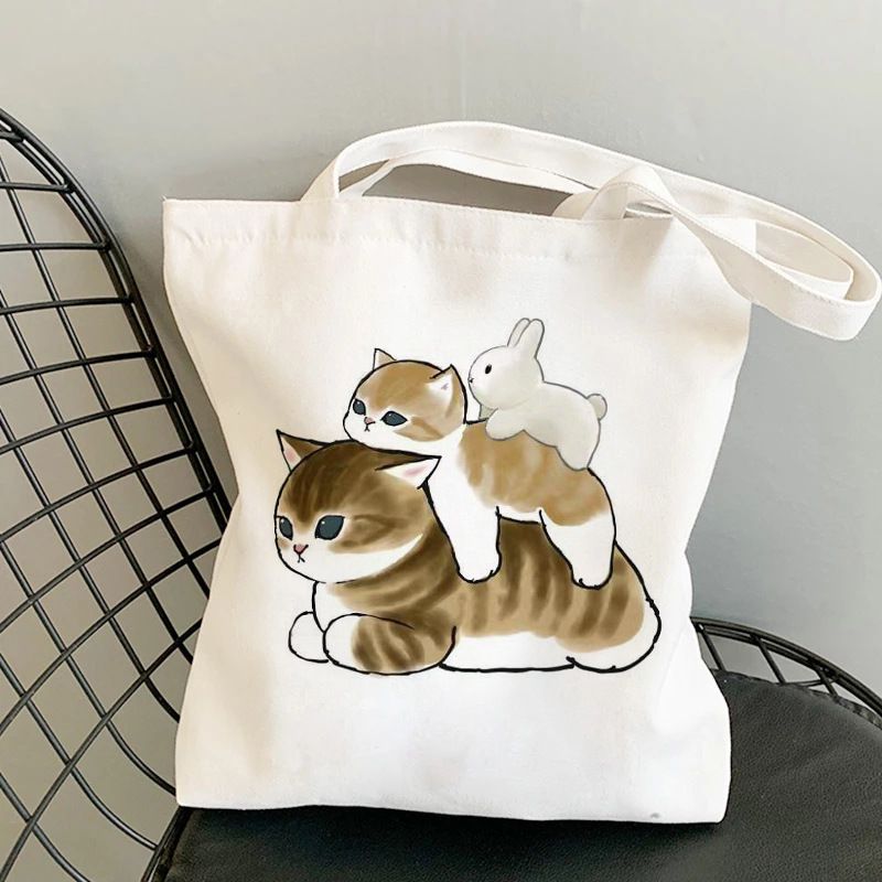 Fashion L Canvas Print Anime Cat Large Capacity Shoulder Bag,Messenger bags
