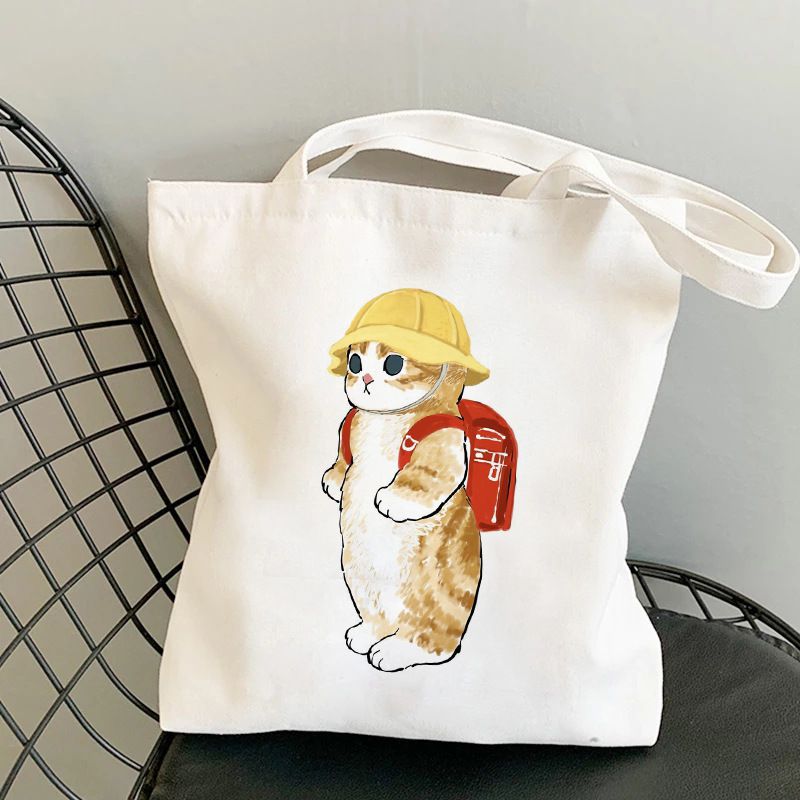 Fashion G Canvas Print Anime Cat Large Capacity Shoulder Bag,Messenger bags