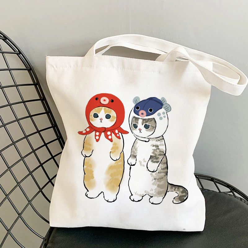 Fashion O Canvas Print Anime Cat Large Capacity Shoulder Bag,Messenger bags