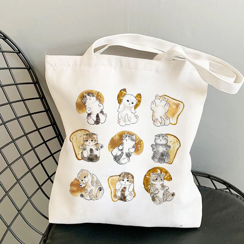 Fashion I Canvas Print Anime Cat Large Capacity Shoulder Bag,Messenger bags