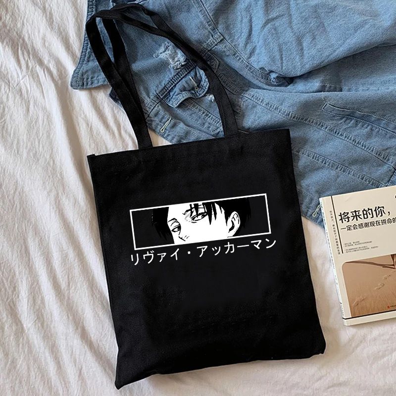 Fashion D Black Canvas Printed Anime Character Large Capacity Shoulder Bag,Messenger bags