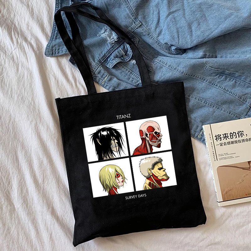 Fashion J Black Canvas Printed Anime Character Large Capacity Shoulder Bag,Messenger bags