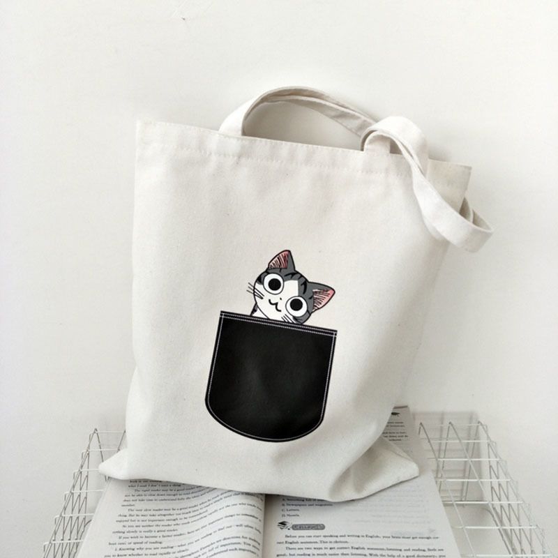 Fashion A White Canvas Pocket Cat And Dog Large Capacity Shoulder Bag,Messenger bags