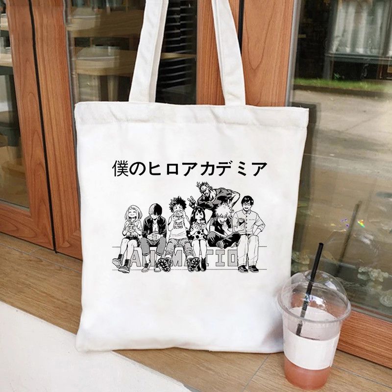 Fashion S White Canvas Printed Anime Character Large Capacity Shoulder Bag,Messenger bags