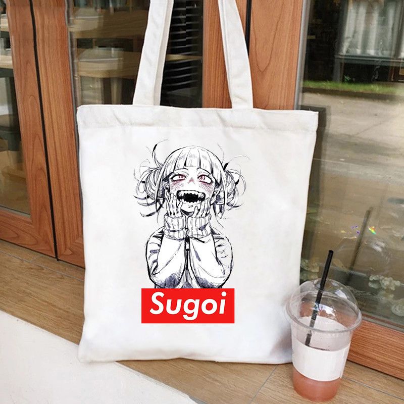 Fashion Cwhite Canvas Printed Anime Character Large Capacity Shoulder Bag,Messenger bags