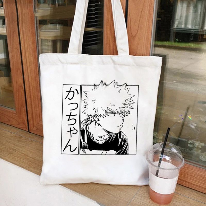 Fashion Qwhite Canvas Printed Anime Character Large Capacity Shoulder Bag,Messenger bags