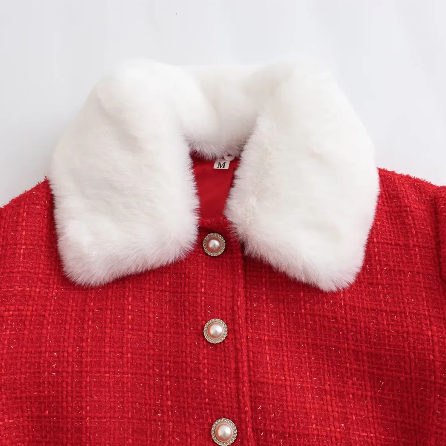 Fashion Red Woolen Collared Buttoned Jacket,Coat-Jacket