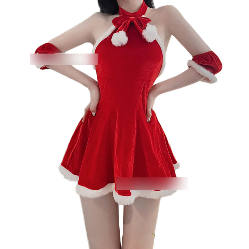 Fashion Red Nylon Underwear Miniskirt Christmas Set,SLEEPWEAR & UNDERWEAR