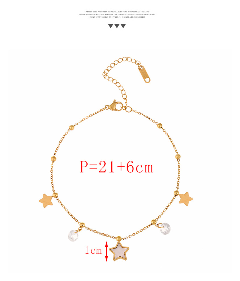 Fashion Silver Titanium Steel Inlaid Zircon Shell Five-pointed Star Pendant Anklet,Necklaces