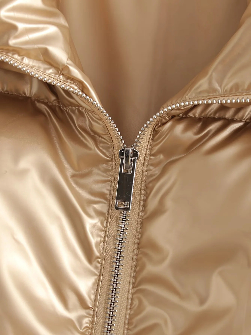 Fashion Gold Polyester Stand Collar Short Jacket,Coat-Jacket