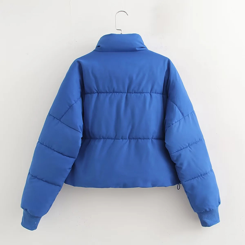 Fashion Blue Polyester Stand Collar Zipper Jacket,Coat-Jacket