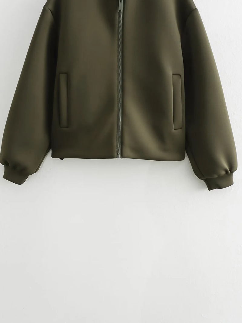 Fashion Grey Polyester Stand Collar Zipper Jacket,Coat-Jacket