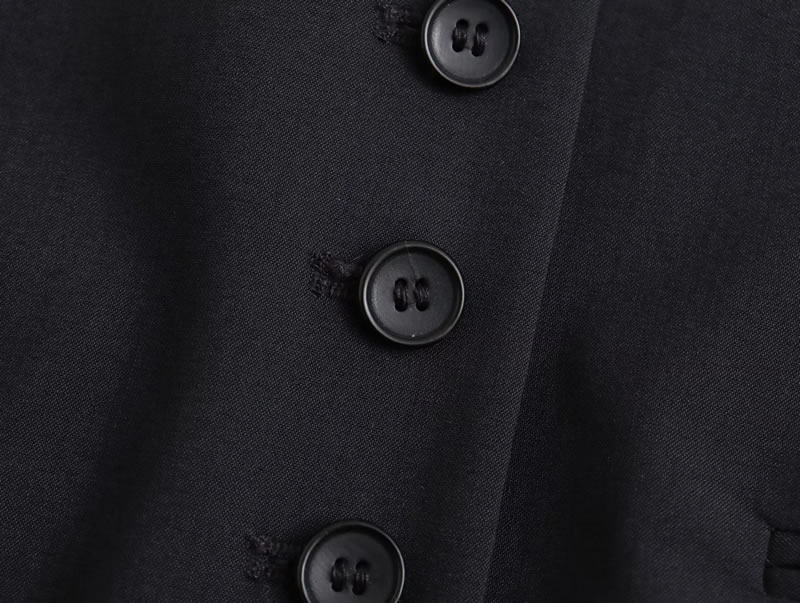 Fashion Black Buttoned Waistcoat,Coat-Jacket