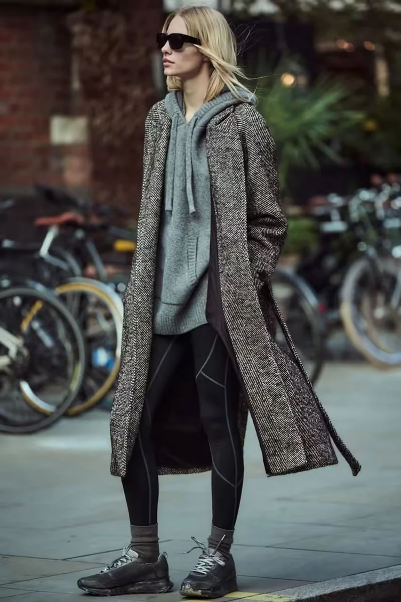 Fashion Black Polyester Lapel Lace-up Coat,Coat-Jacket