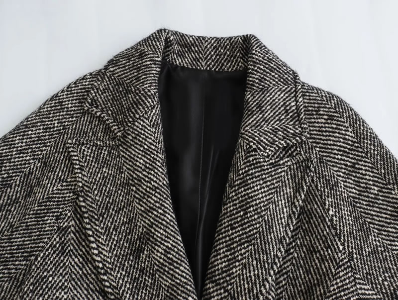 Fashion Black Polyester Lapel Lace-up Coat,Coat-Jacket