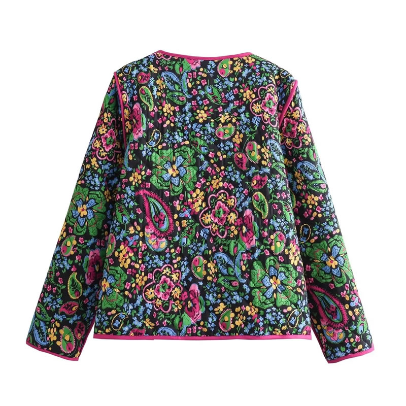 Fashion Color Printed Lace-up Cotton Jacket,Coat-Jacket