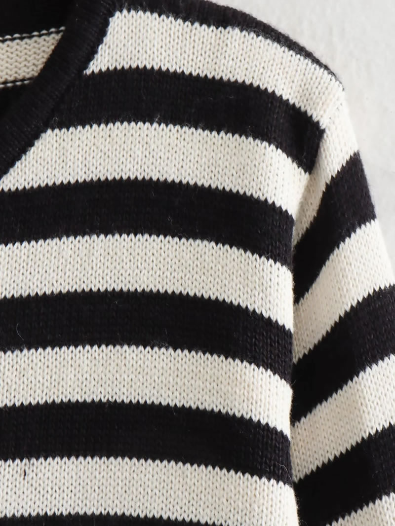Fashion Black Striped Knitted Cardigan Jacket,Sweater