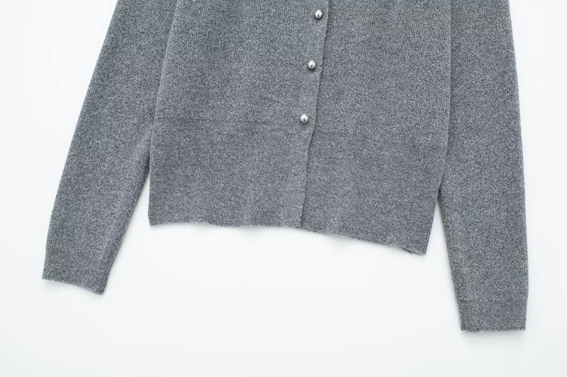 Fashion Grey Knitted Buttoned Sweater Cardigan,Sweater