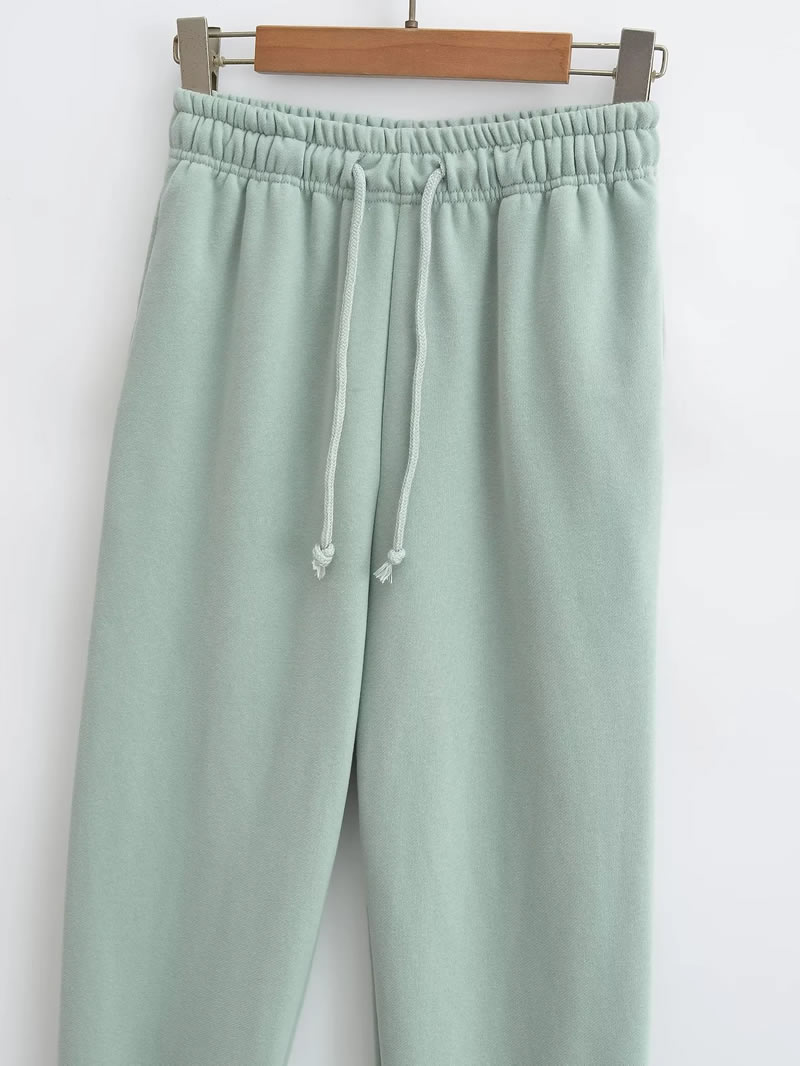 Fashion Green Woven Lace-up Trousers,Pants