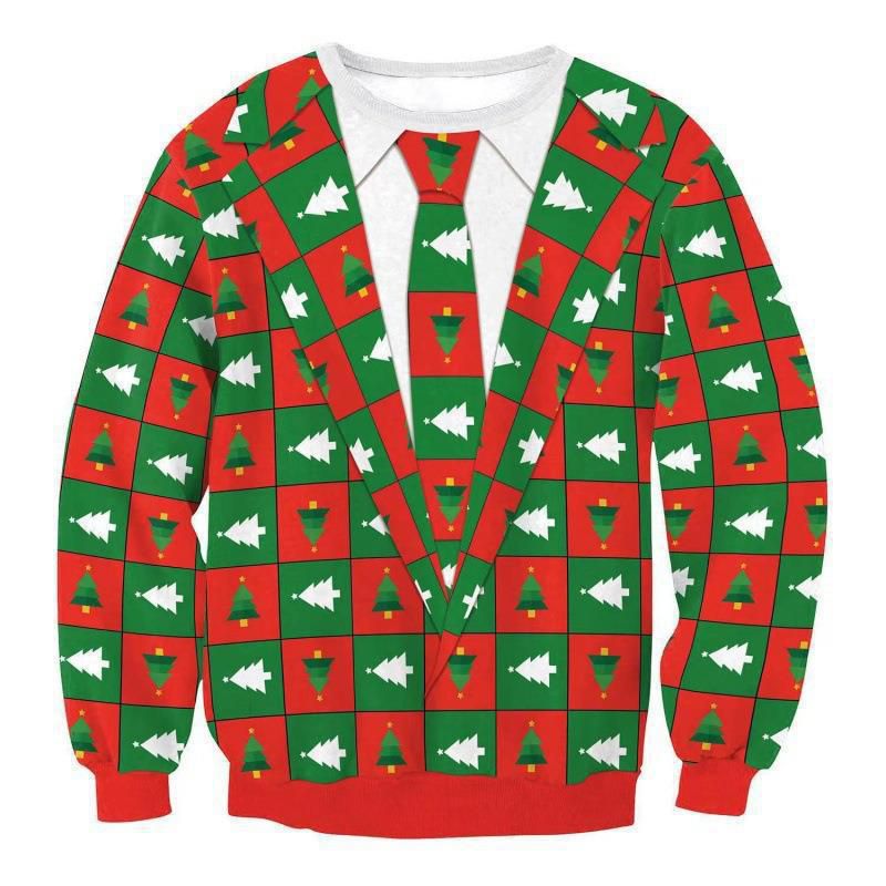 Fashion 1# Polyester Christmas Print Crew Neck Sweatshirt,Sweatshirts
