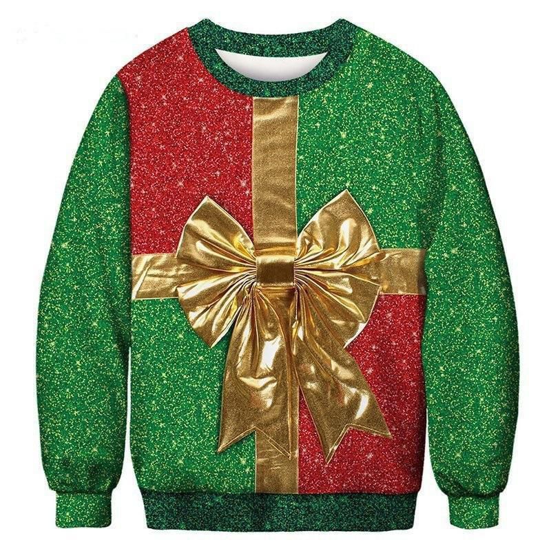 Fashion 1# Polyester Christmas Print Crew Neck Sweatshirt,Sweatshirts
