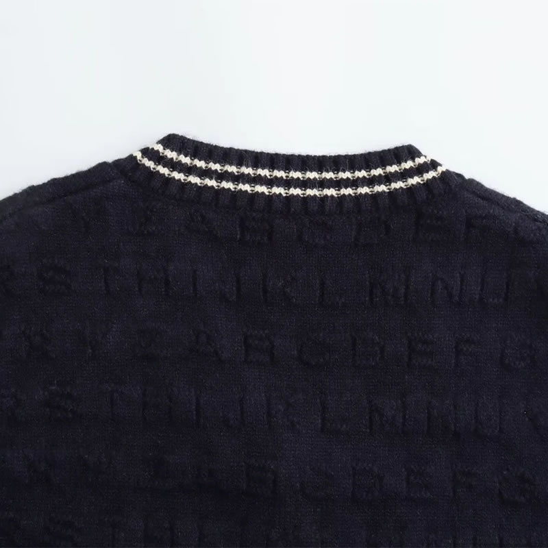 Fashion Beige Cotton V-neck Contrasting Color Pullover Vest,Sweater