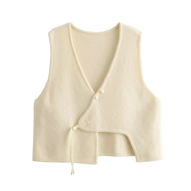 Fashion Off-white Cotton Knitted Vest,Sweater