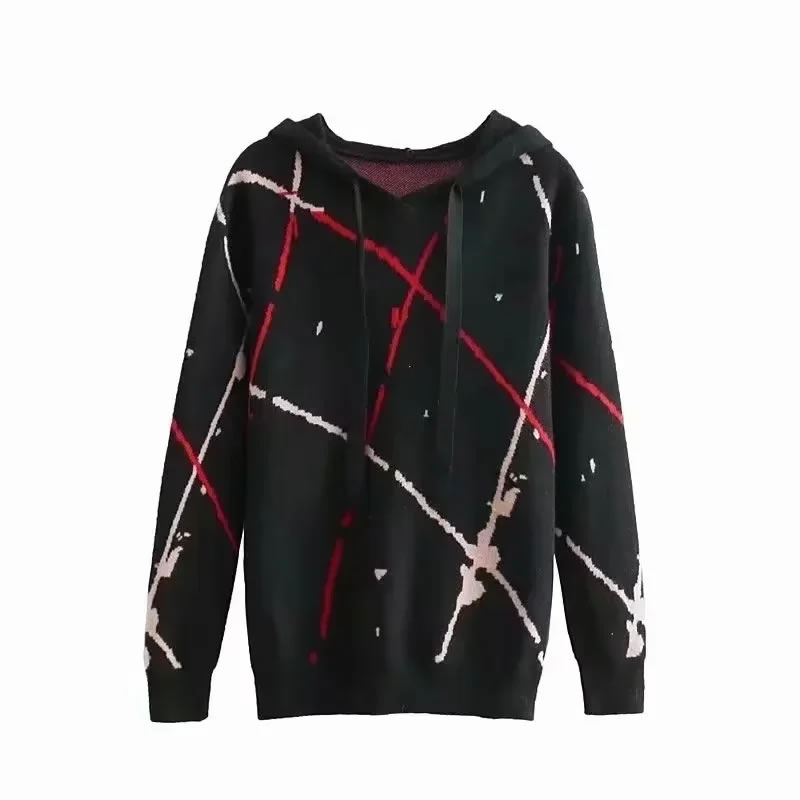Fashion Khaki Core-spun Jacquard Knit Hooded Sweater,Sweater