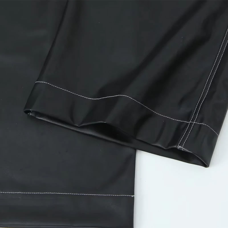 Fashion Black Polyester Straight-leg Trousers,Pants