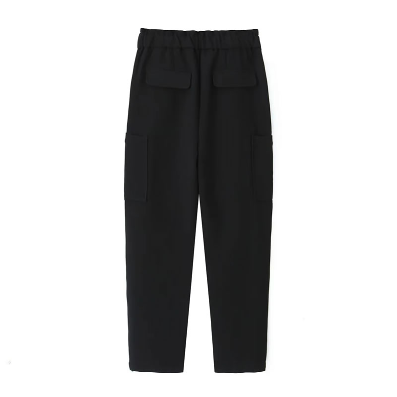 Fashion Black Polyester High Waisted Leggings Trousers,Pants